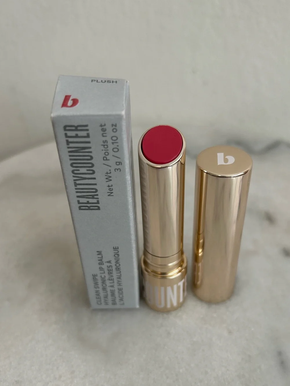 NIB Beautycounter Clean Swipe Hyaluronic Lip Balm in Plush tint